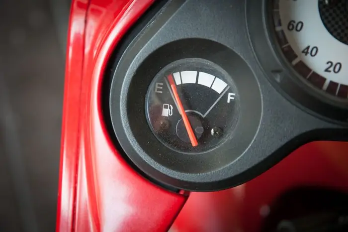 Vehicle level gauge reading close to empty